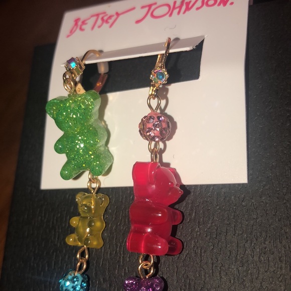 NWT Betsey Johnson Sparkly Rhinestone Glittery Gummy Bear 🐻 Earrings - Picture 17 of 17